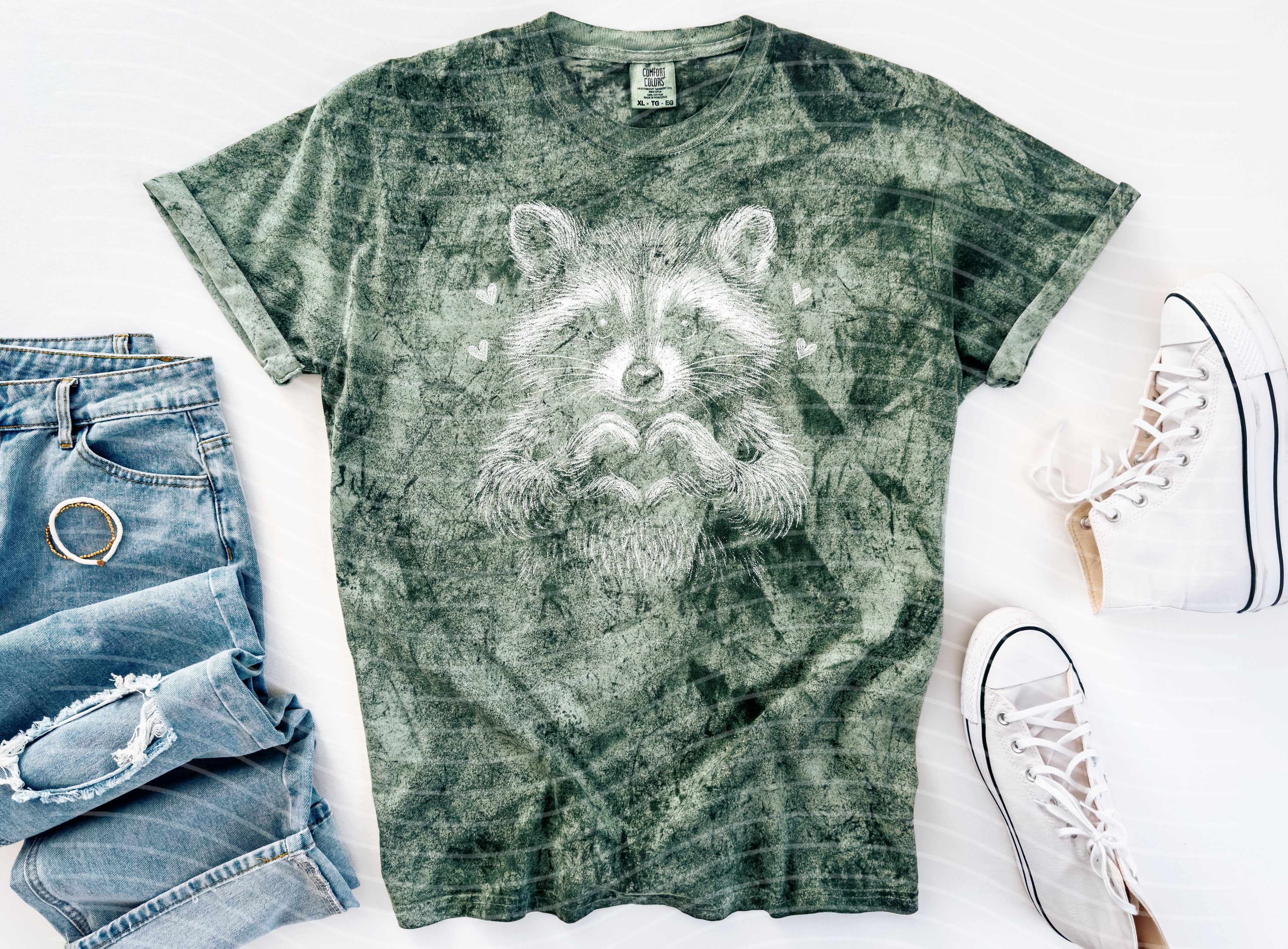Black and White Raccoon Graphic Tee