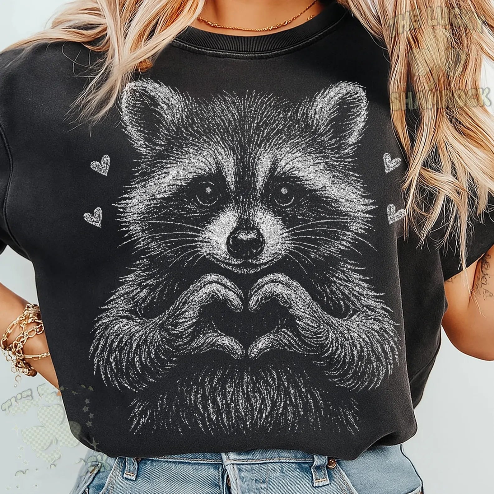 Black and White Raccoon Graphic Tee