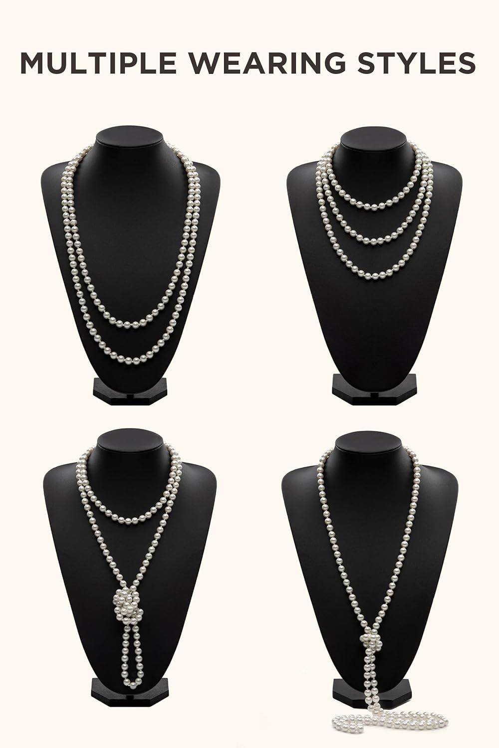 1920S Flapper Accessories Gatsby Costume Accessories Set 20S Flapper Headband Pearl Necklace Gloves Plastic Holder
