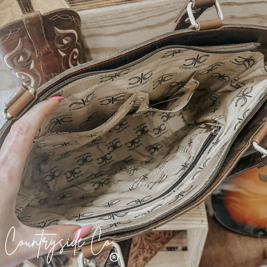 Lucille Conceal Carry Cowhide Leather Tote Purse
