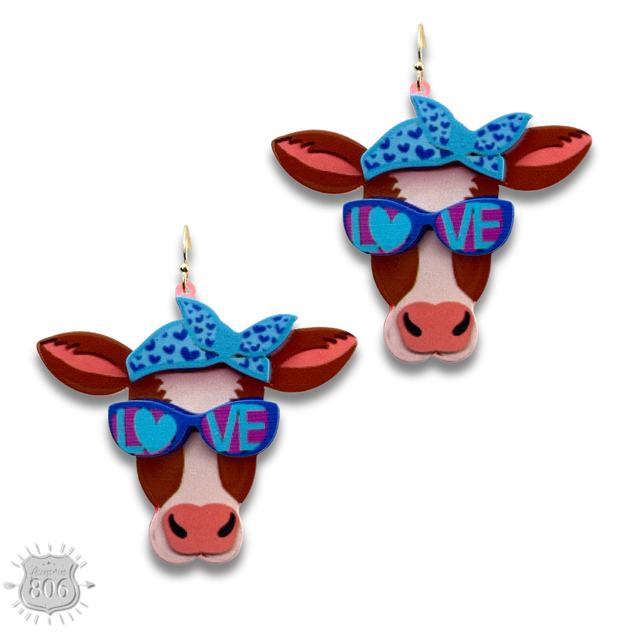 Acrylic cow head earring