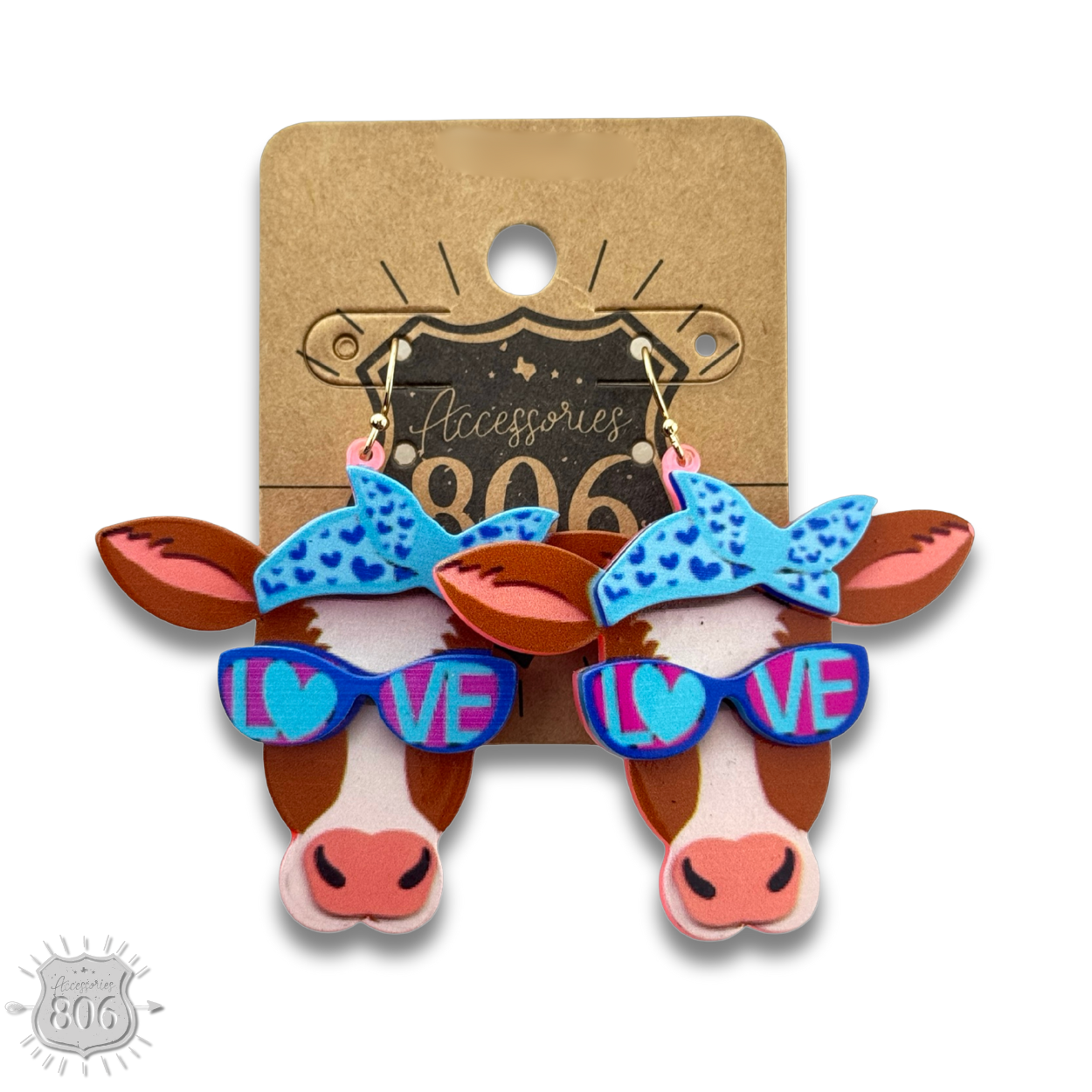 Acrylic cow head earring