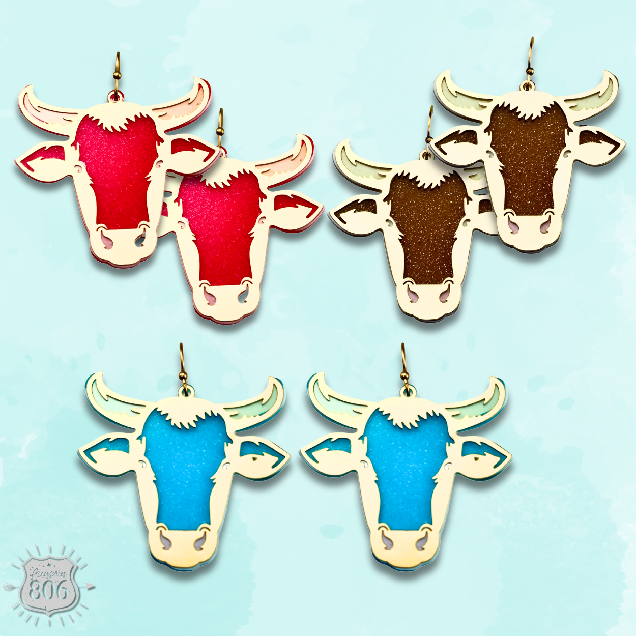 Acrylic steer head earring