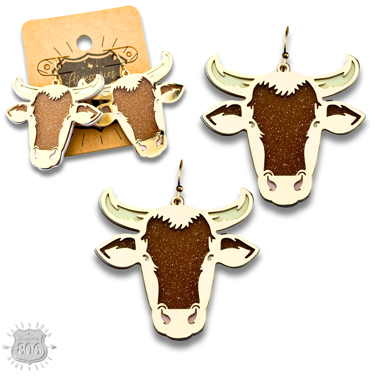 Acrylic steer head earring