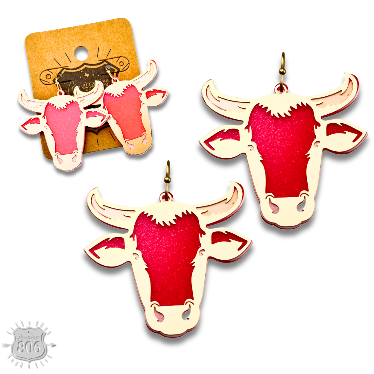Acrylic steer head earring