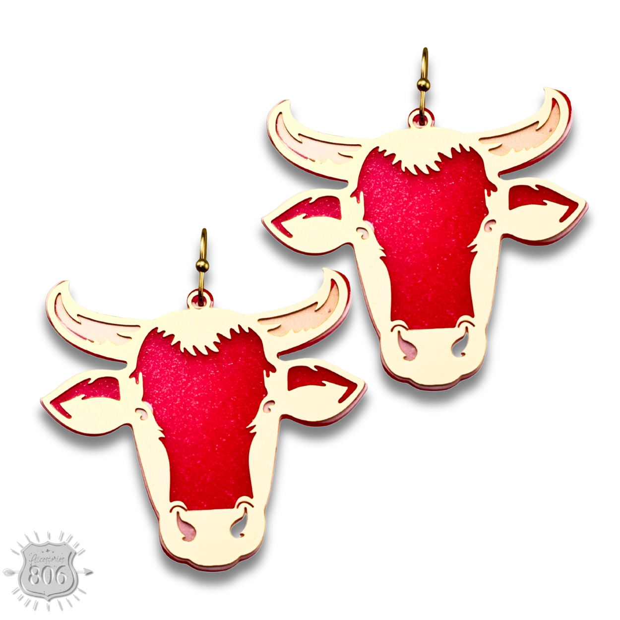 Acrylic steer head earring
