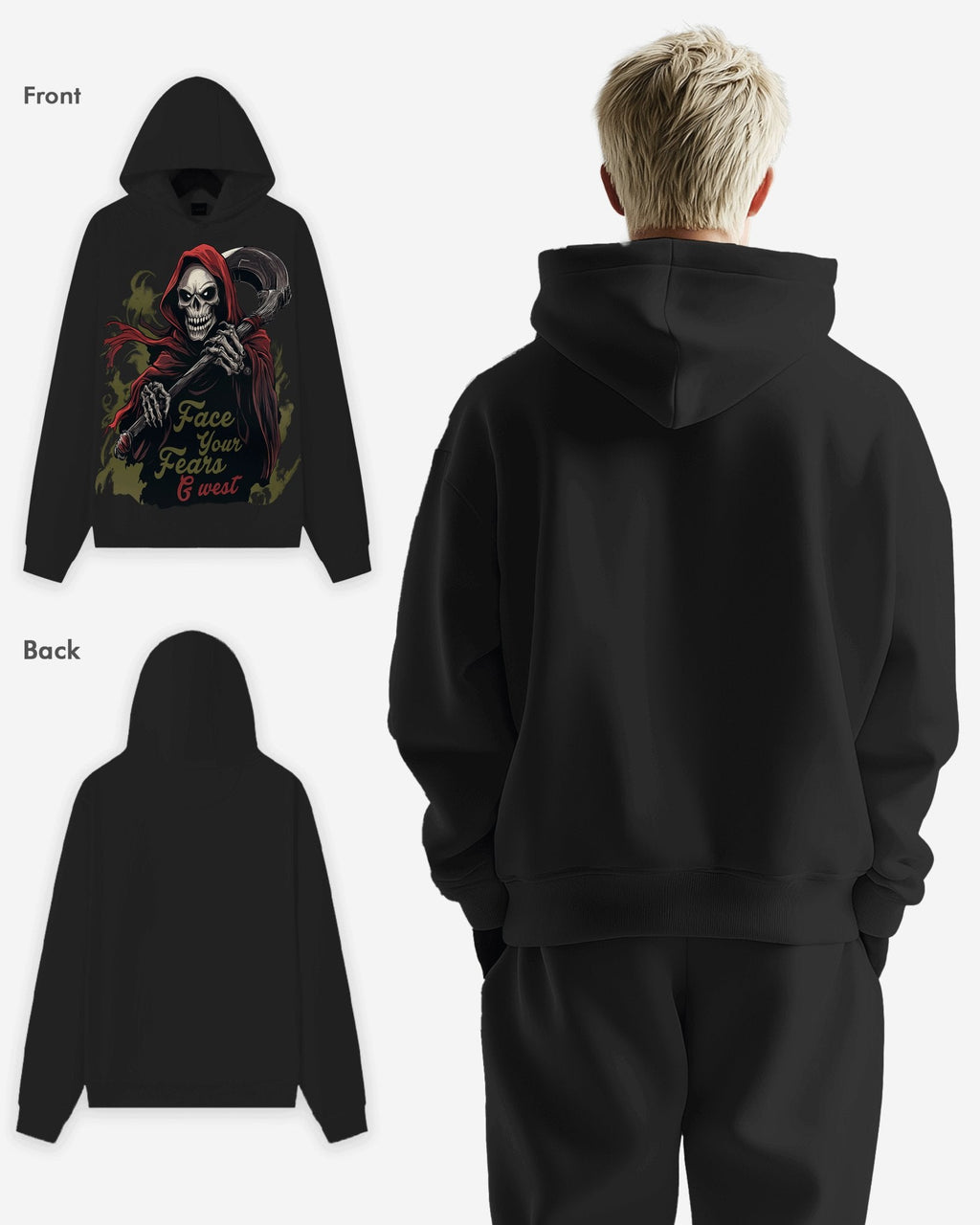 G West Mens Face Your Fears Oversize Hoodie