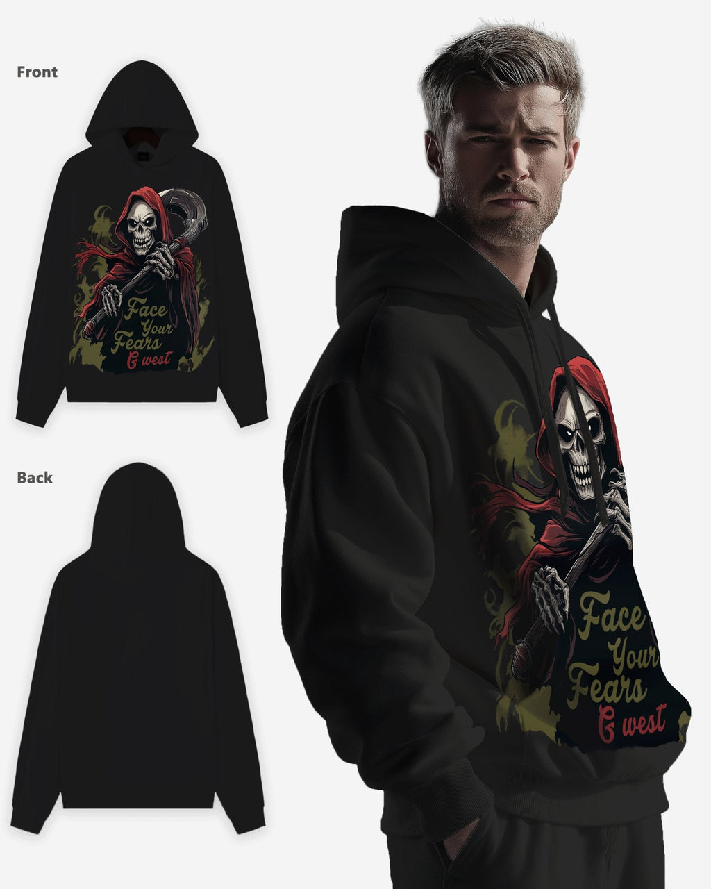 G West Mens Face Your Fears Oversize Hoodie