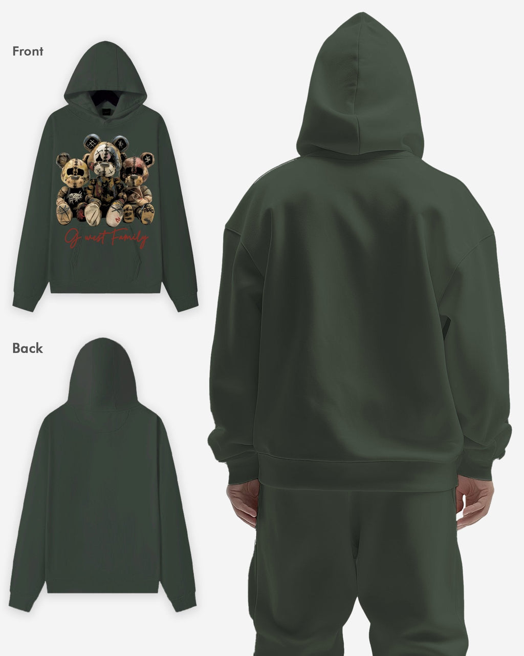 G West Mens Family Oversize Hoodie