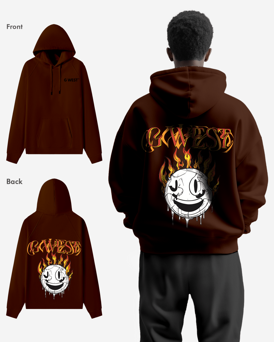 G West Mens Fire Smile Oversize Hoodie