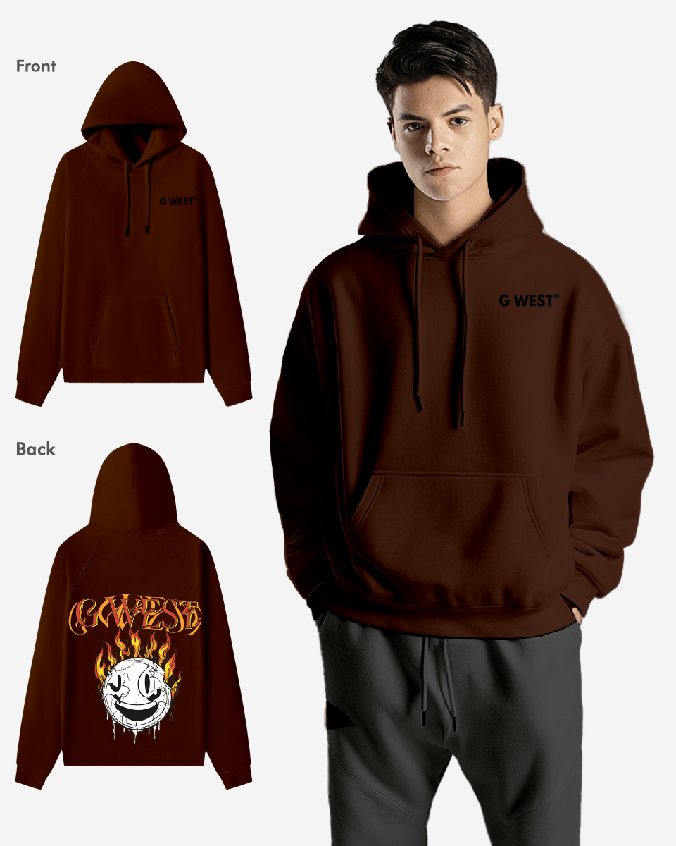 G West Mens Fire Smile Oversize Hoodie