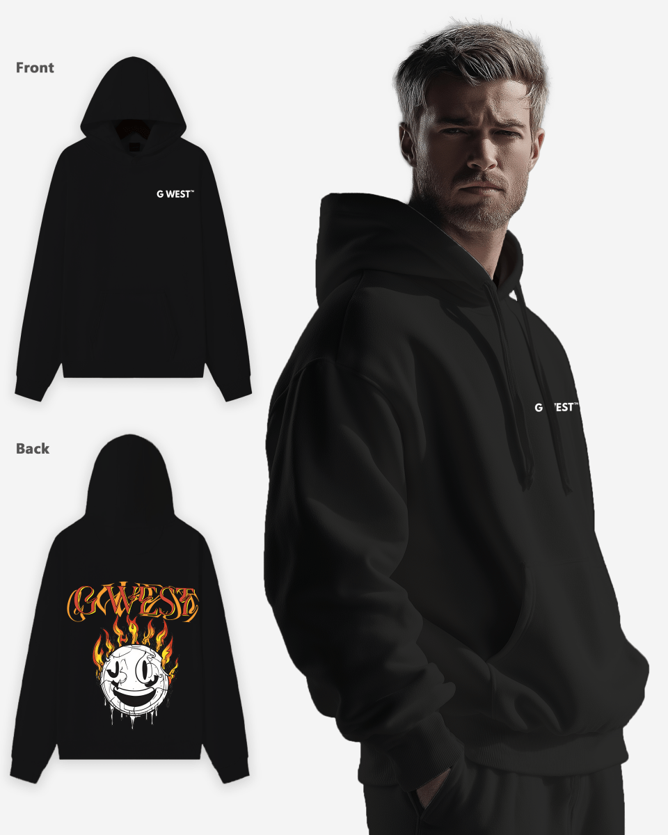 G West Mens Fire Smile Oversize Hoodie