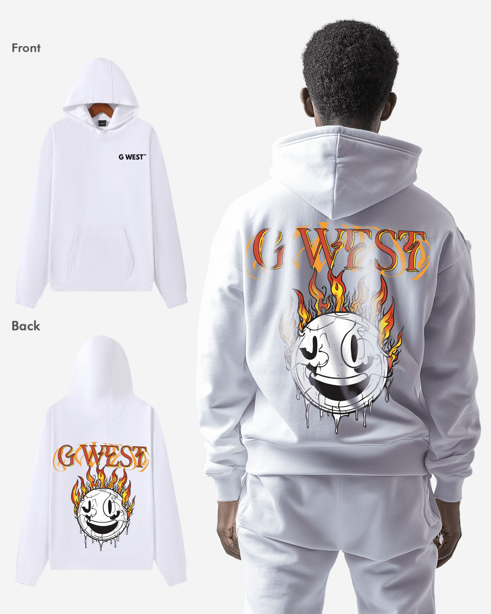 G West Mens Fire Smile Oversize Hoodie