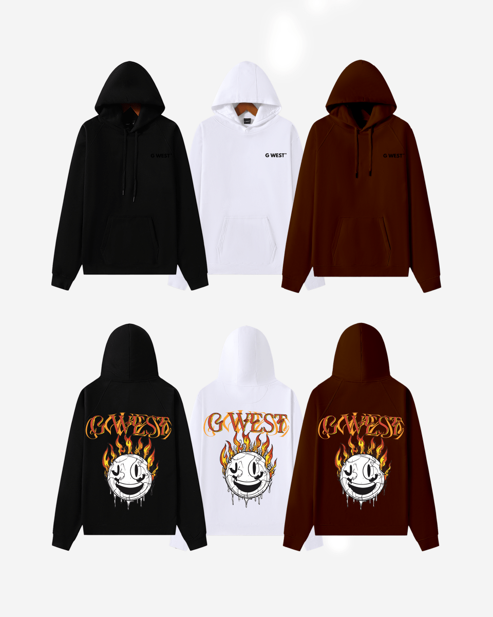 G West Mens Fire Smile Oversize Hoodie
