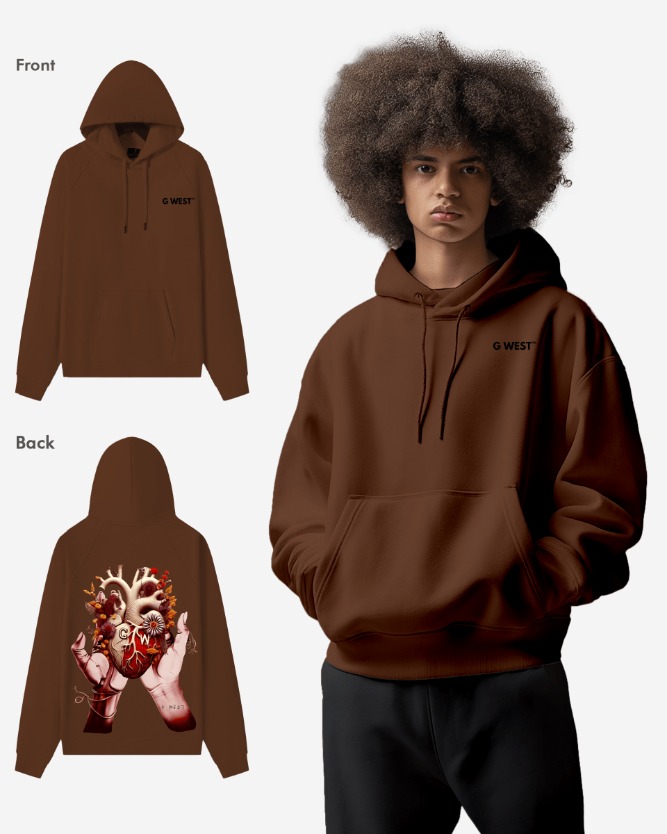 G West Mens Flower Heart Hoodie