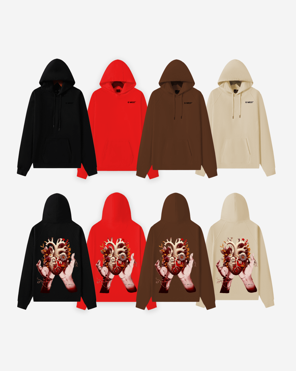 G West Mens Flower Heart Hoodie