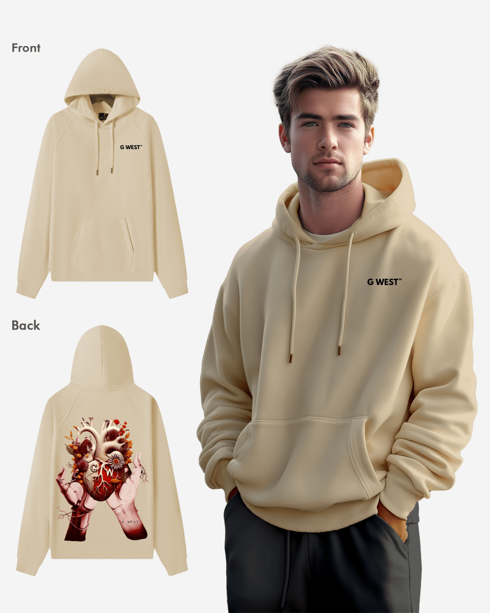 G West Mens Flower Heart Hoodie