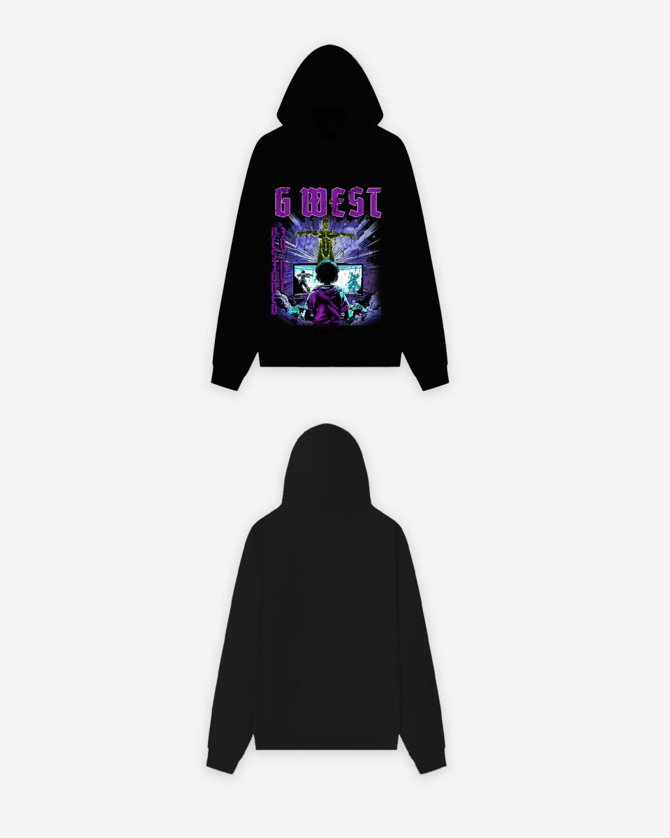 G West Mens Game Of G Purple Black Oversize Hoodie