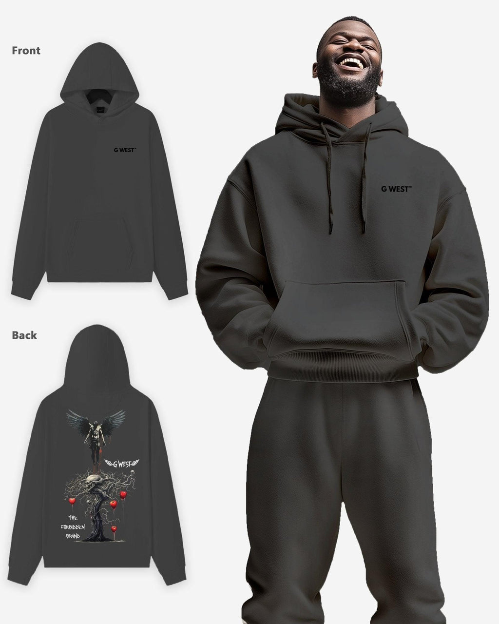 G West Mens Forbidden Brand Heavy Premium Oversize Hoodie