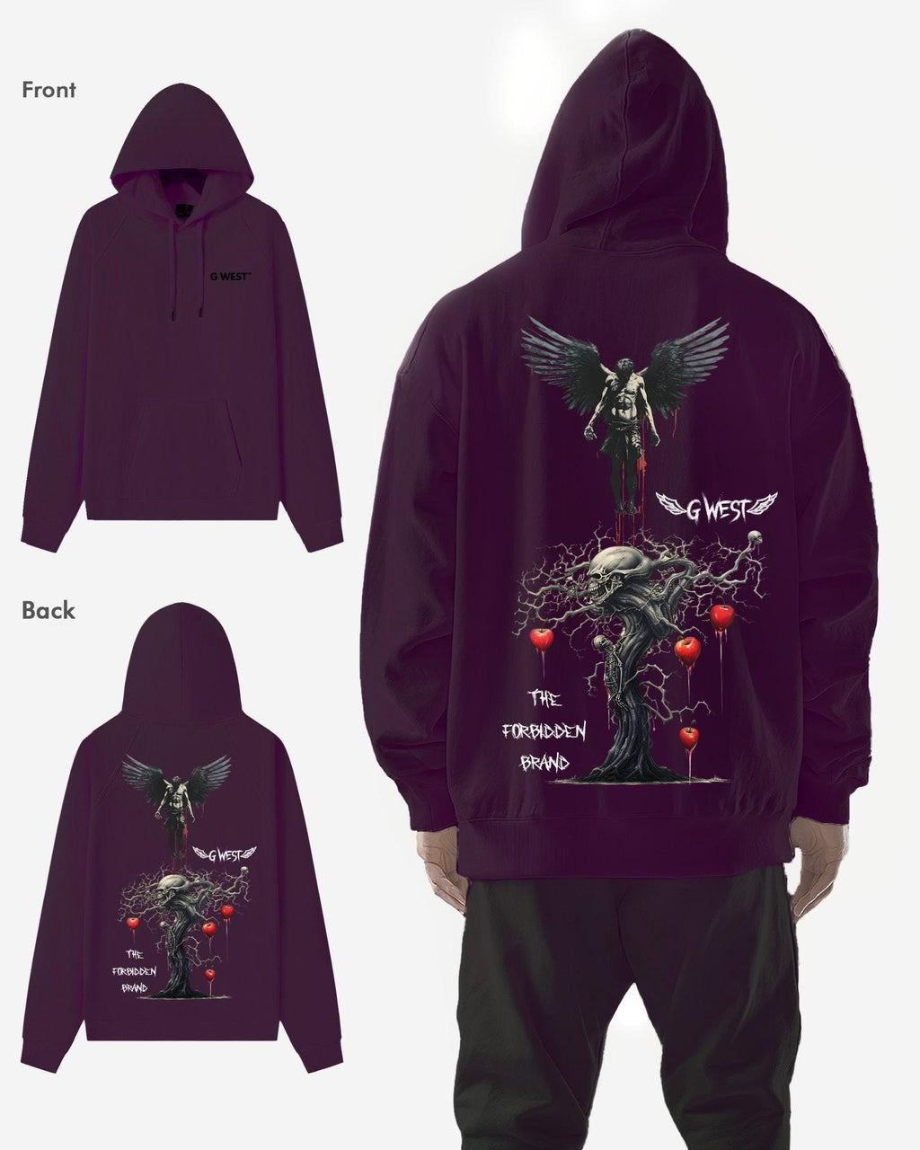 G West Mens Forbidden Brand Heavy Premium Oversize Hoodie