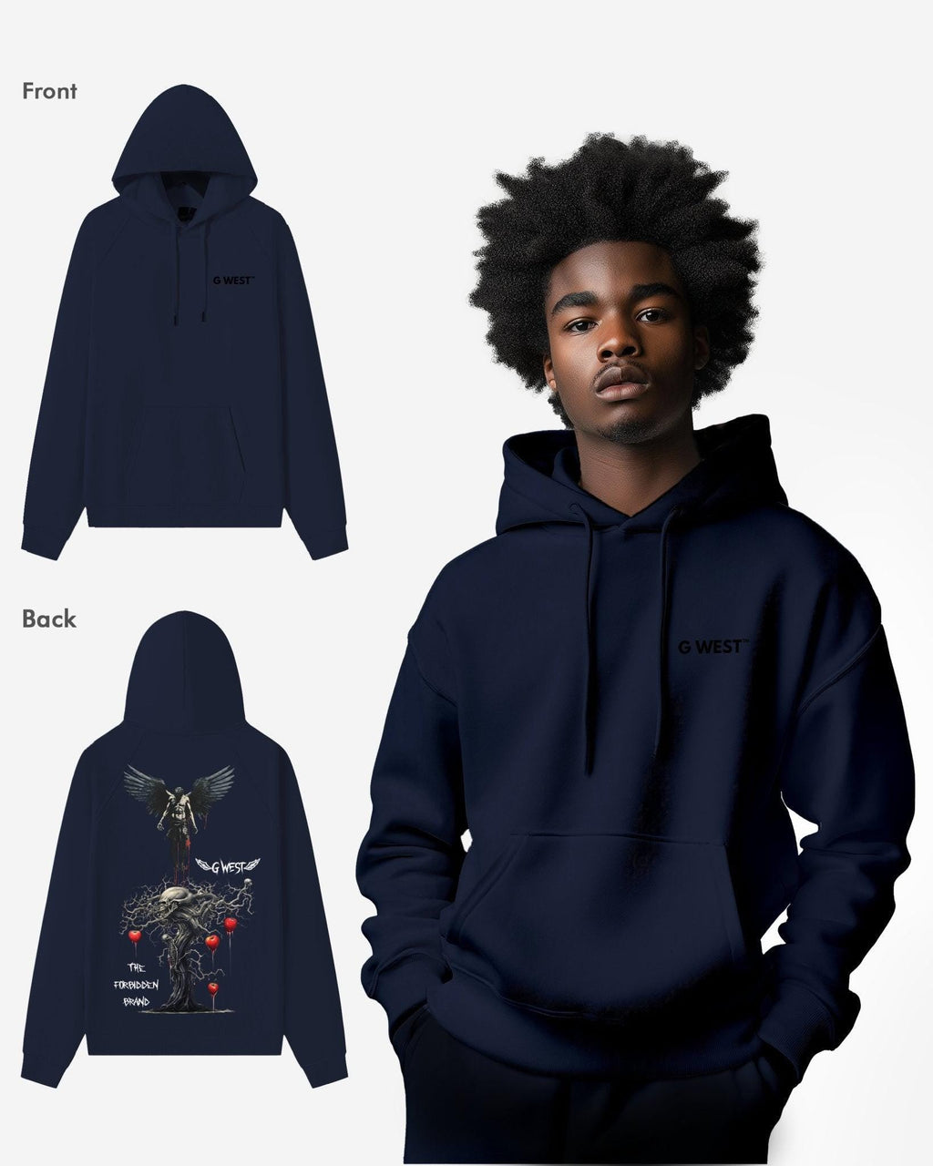 G West Mens Forbidden Brand Heavy Premium Oversize Hoodie