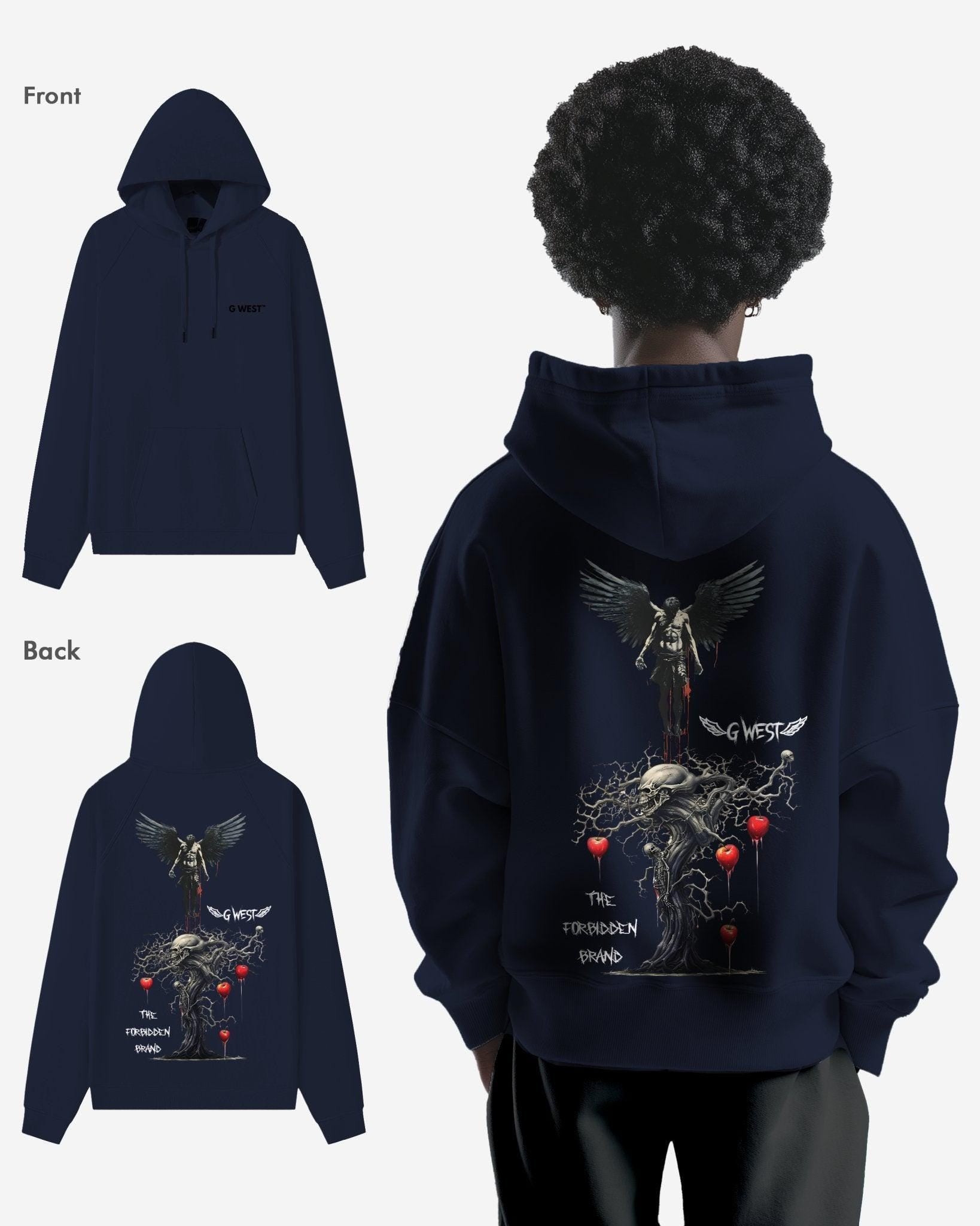 G West Mens Forbidden Brand Heavy Premium Oversize Hoodie