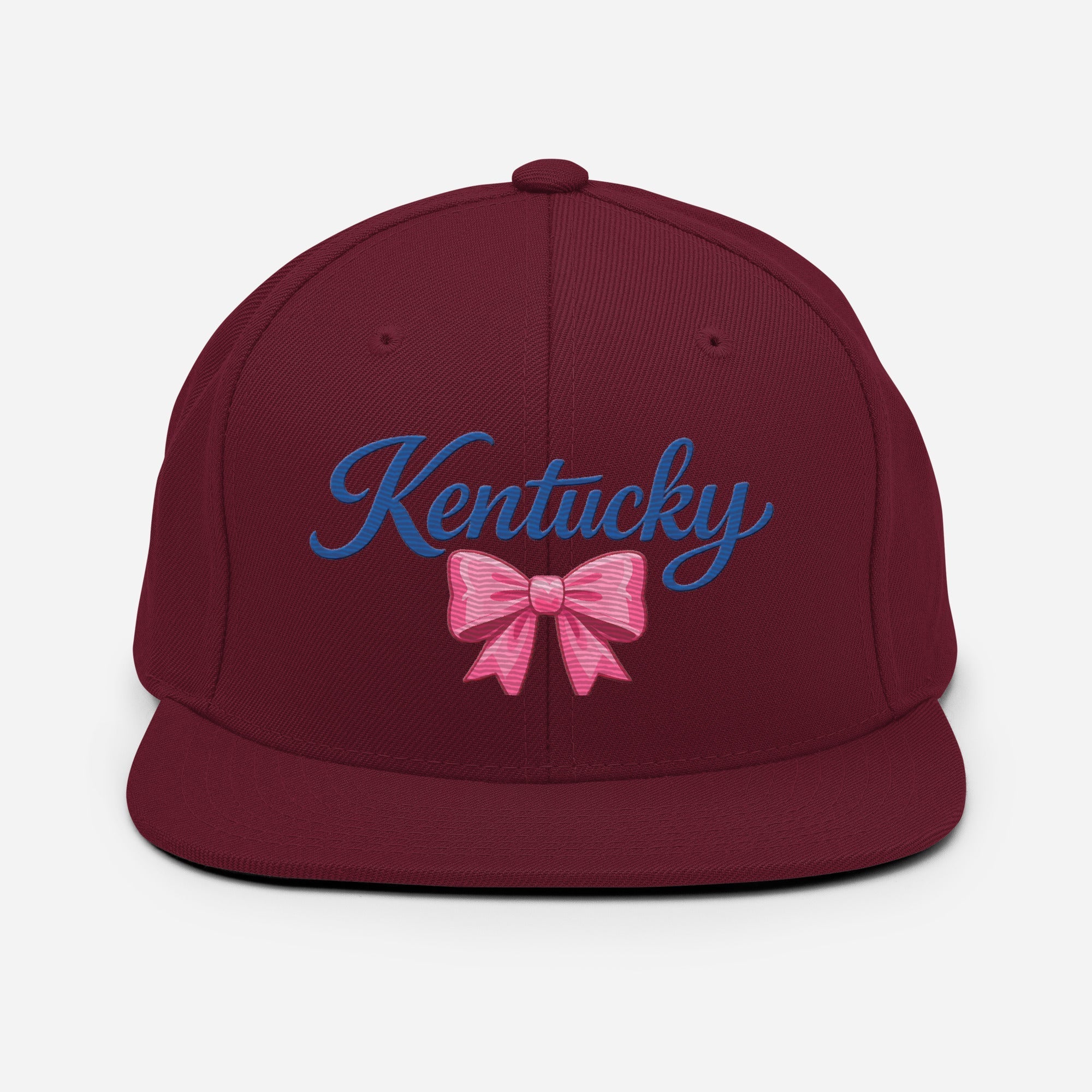 Kentucky Snapback Hat | Pink Bow Script Design | Classic Fit