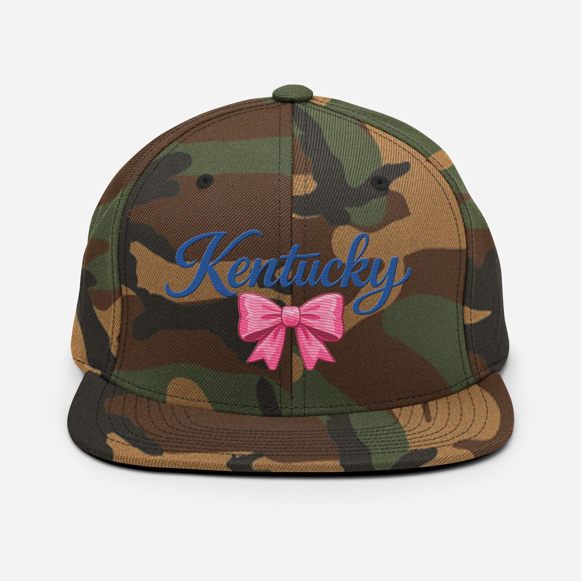 Kentucky Snapback Hat | Pink Bow Script Design | Classic Fit