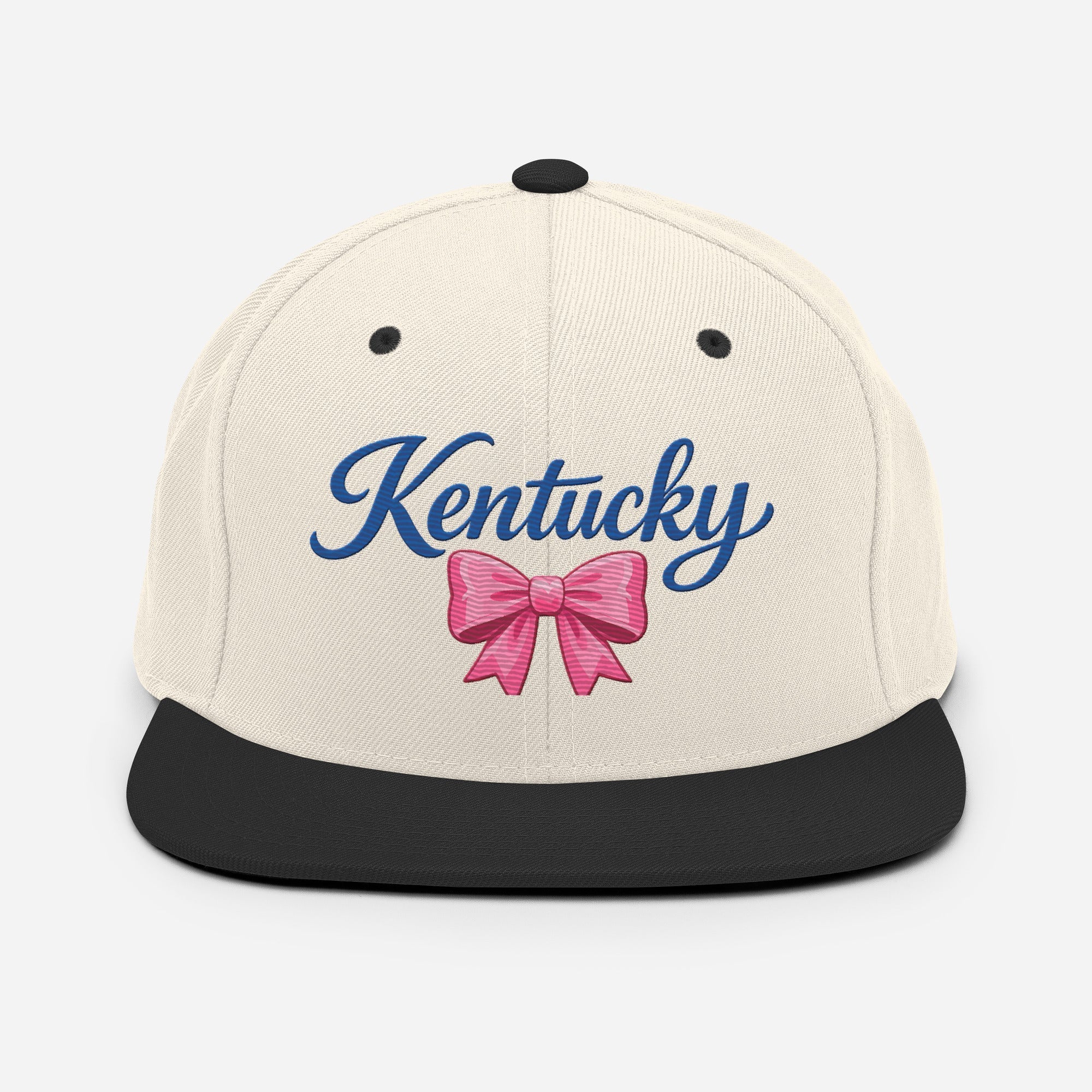 Kentucky Snapback Hat | Pink Bow Script Design | Classic Fit