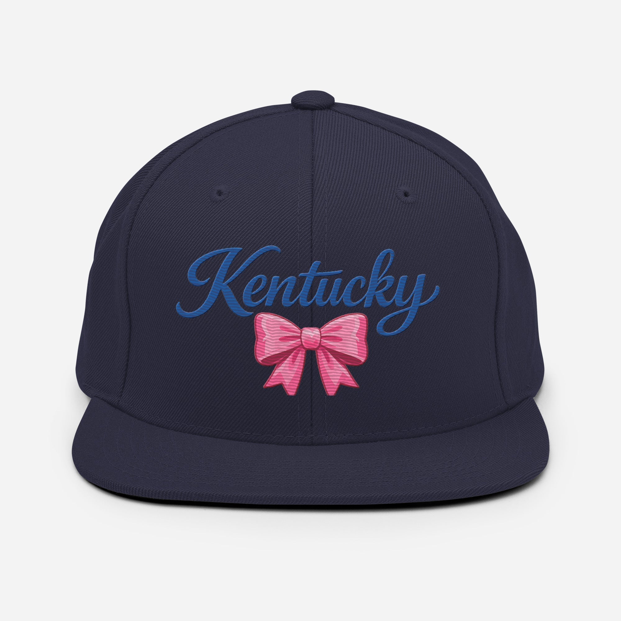 Kentucky Snapback Hat | Pink Bow Script Design | Classic Fit