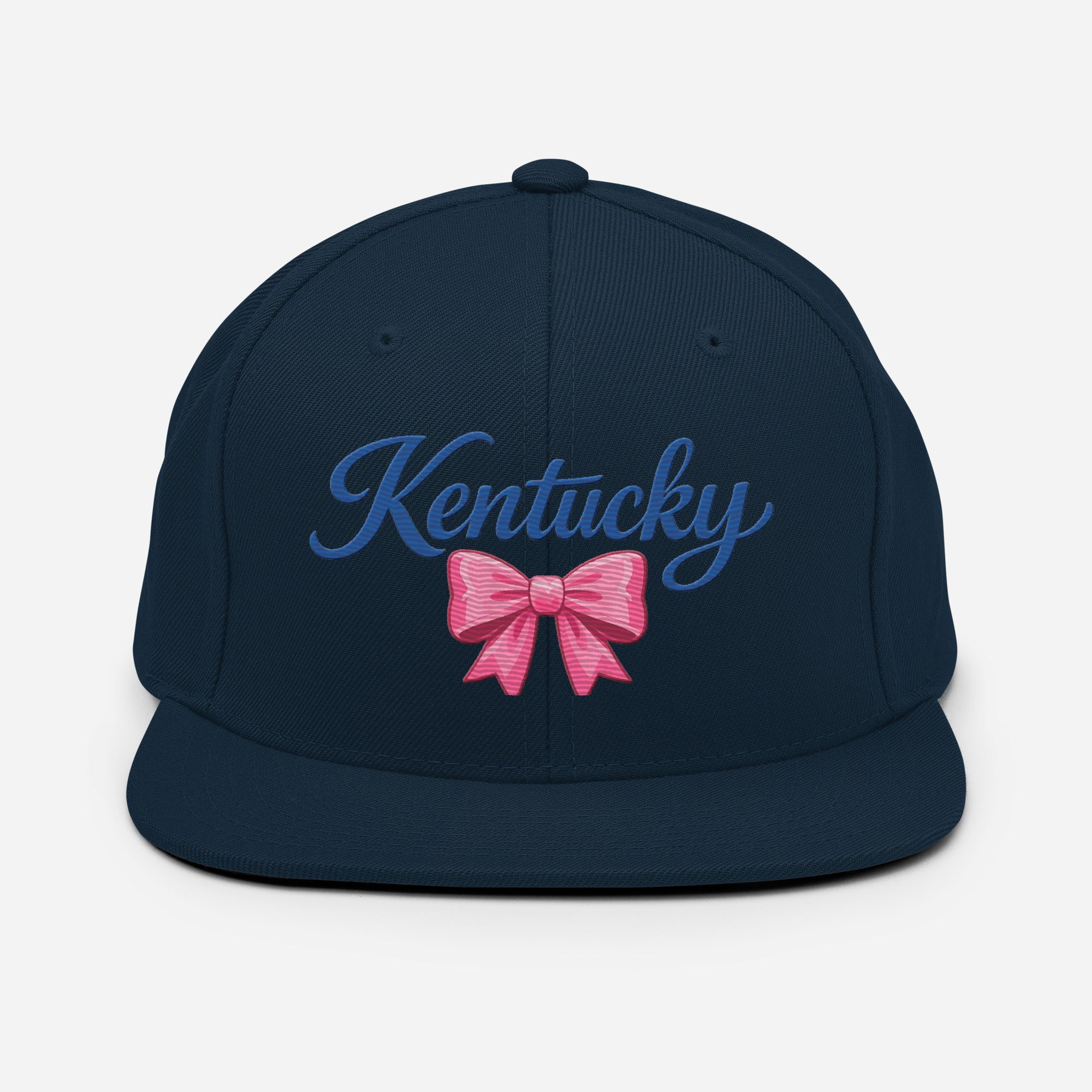 Kentucky Snapback Hat | Pink Bow Script Design | Classic Fit