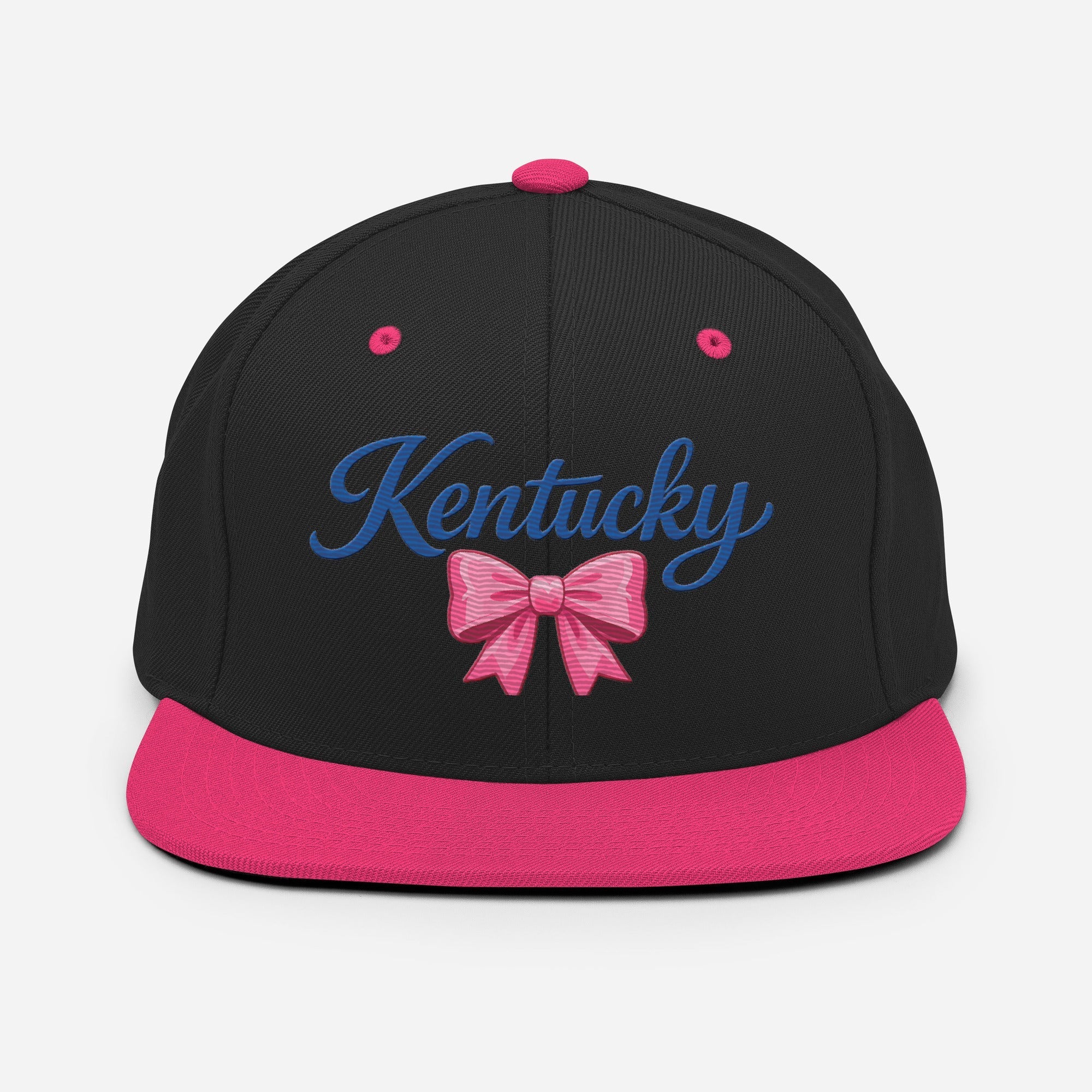 Kentucky Snapback Hat | Pink Bow Script Design | Classic Fit