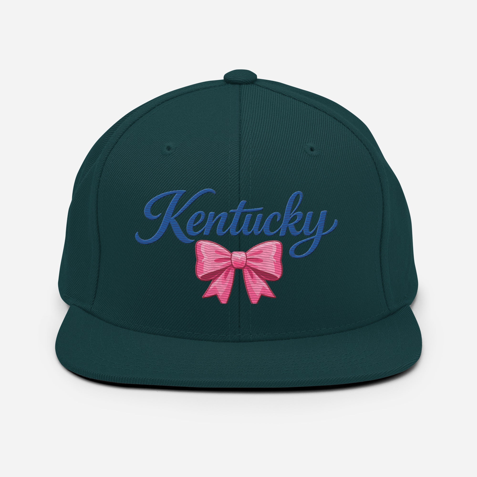 Kentucky Snapback Hat | Pink Bow Script Design | Classic Fit