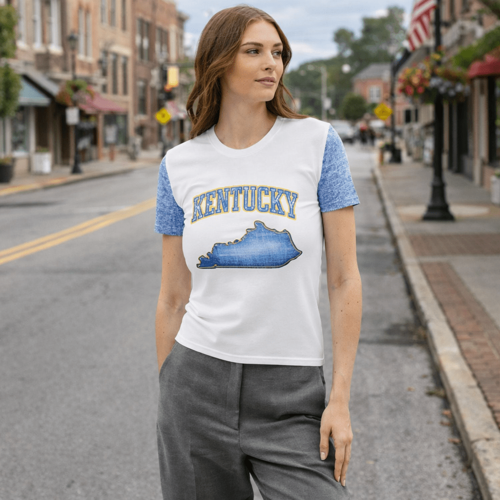 Kentucky State T-Shirt | Denim Textured Design | Women’s Cotton