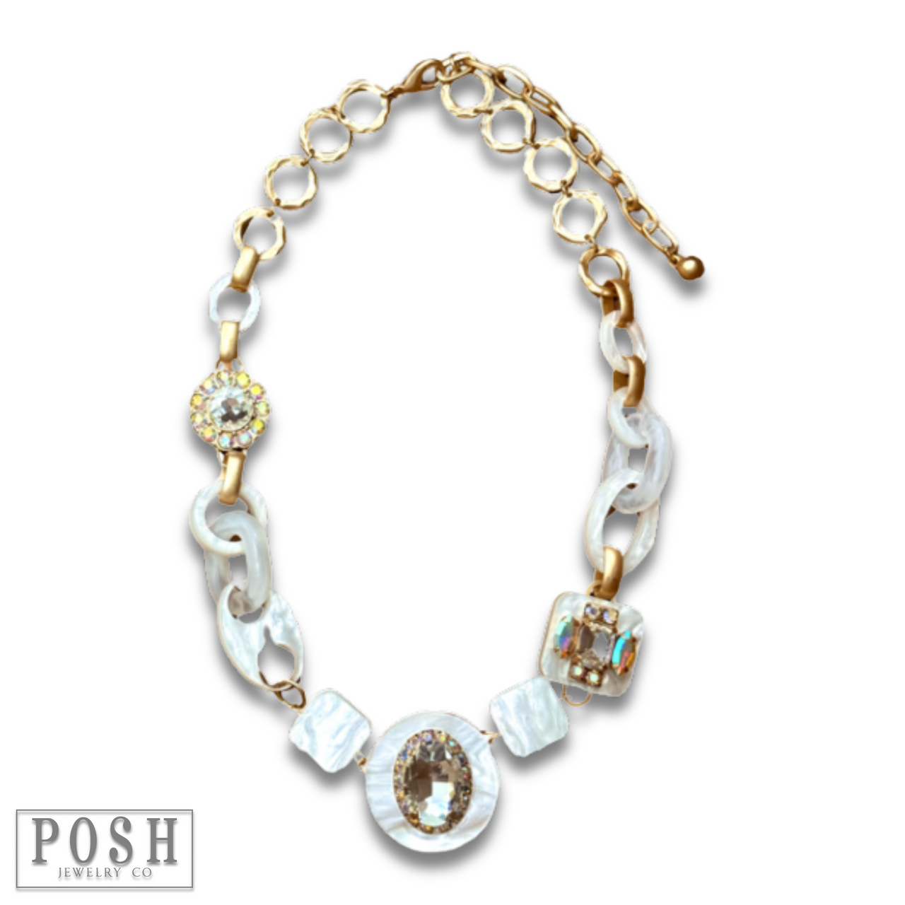 Acrylic chain and rhinestone necklace